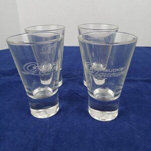 Set of Four (4) Starbuck Liqueurs Espresso Etched Double Shot Glasses